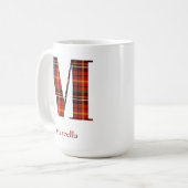 Trendy Plaid Letter M Monogram Naam Kerst Koffiemok (Voorkant links)