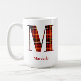 Trendy Plaid Letter M Monogram Naam Kerst Koffiemok