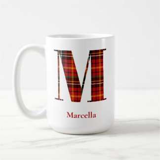 Trendy Plaid Letter M Monogram Naam Kerst Koffiemok