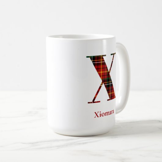 Trendy Plaid Letter X Monogram Naam Kerst Koffiemok (Voorkant rechts)