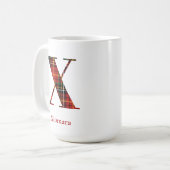 Trendy Plaid Letter X Monogram Naam Kerst Koffiemok (Voorkant links)