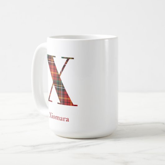 Trendy Plaid Letter X Monogram Naam Kerst Koffiemok (Voorkant links)