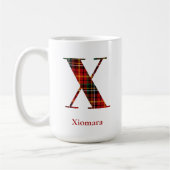 Trendy Plaid Letter X Monogram Naam Kerst Koffiemok (Links)