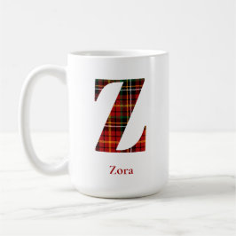 Trendy Plaid Letter Z Monogram Naam Kerst Koffiemok
