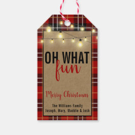 Trendy Plaid | Rood en zwart geruite leuke typogra Cadeaulabel