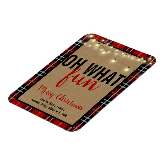 Trendy Plaid | Rood en zwart geruite leuke typogra Magneet (Linkerzijde)