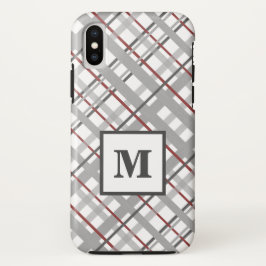 Trendy Plaid Silver Red Grey Monogram Case-Mate iPhone Case