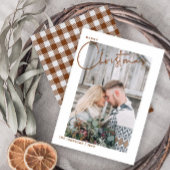 Trendy Plaid Vrolijk Kerstscript Foto Feestdagenkaart