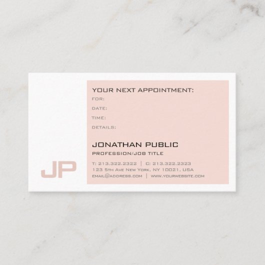 Trendy Plain Afspraak Herinnering Geavanceerd Afsprakenkaartje (Voorkant)