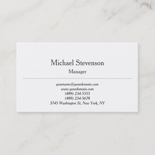 Trendy Plain Chic Classical White Visitekaartje (Voorkant)