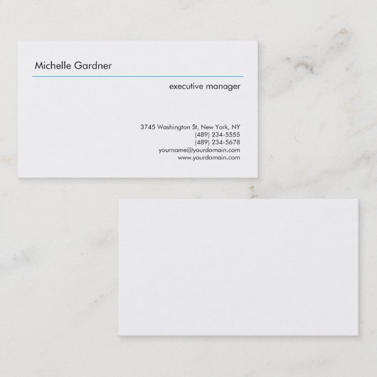 Trendy Plain Creative Modern Minimal Blue White Visitekaartje (Voorkant / Achterkant)