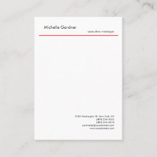 Trendy Plain Creative Modern Minimalist Red White Visitekaartje