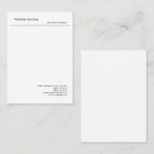 Trendy Plain Creative Modern Minimalist Red White Visitekaartje (Voorkant / Achterkant)