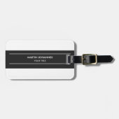 Trendy Plain Eenvoudig Grijs Wit Bagagelabel (Voorkant horizontaal)