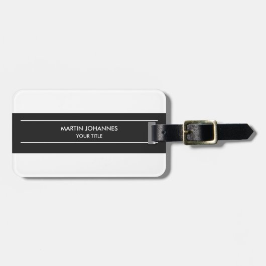 Trendy Plain Eenvoudig Grijs Wit Bagagelabel (Voorkant horizontaal)