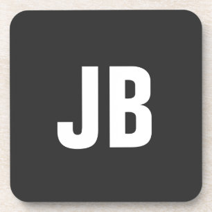 Trendy plain eenvoudige vet monogram initialen zwa bier onderzetter