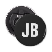 Trendy plain eenvoudige vet monogram initialen zwa button flesopener (Voorkant)