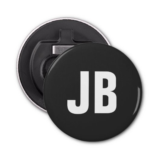 Trendy plain eenvoudige vet monogram initialen zwa button flesopener (Voorkant)