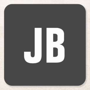 Trendy plain eenvoudige vet monogram initialen zwa kartonnen onderzetters