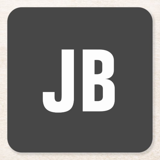 Trendy plain eenvoudige vet monogram initialen zwa kartonnen onderzetters (Voorkant)