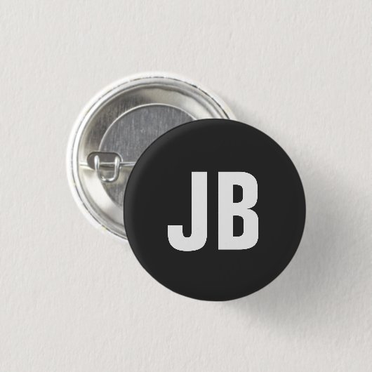 Trendy plain eenvoudige vet monogram initialen zwa ronde button 3,2 cm (Voorkant /achterkant)