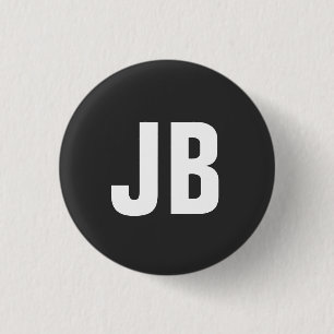 Trendy plain eenvoudige vet monogram initialen zwa ronde button 3,2 cm