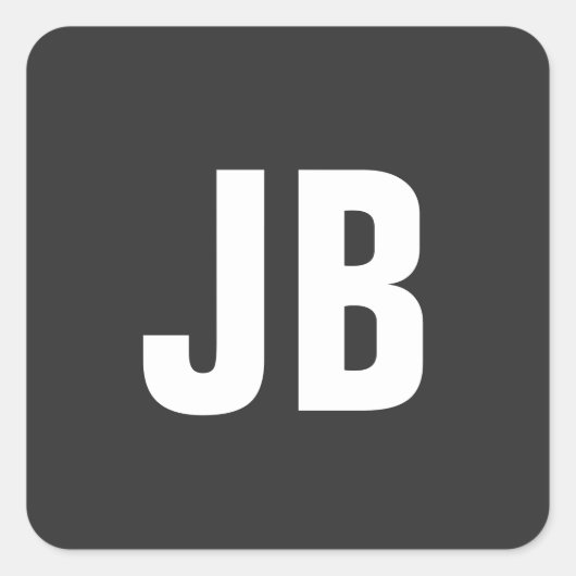 Trendy plain eenvoudige vet monogram initialen zwa vierkante sticker (Voorkant)