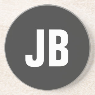 Trendy plain eenvoudige vet monogram initialen zwa zandsteen onderzetter