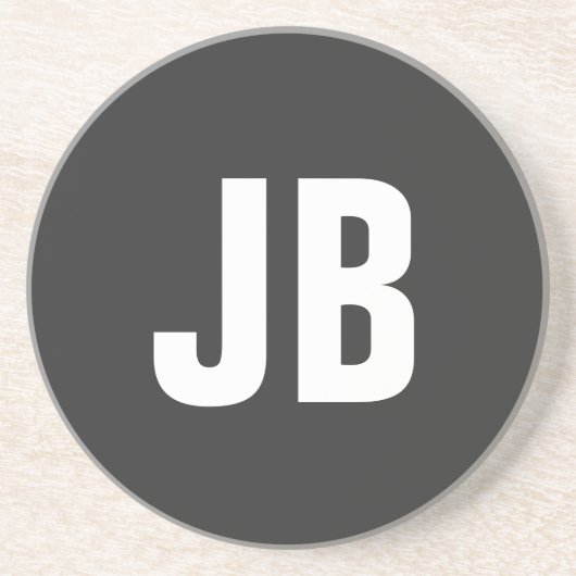 Trendy plain eenvoudige vet monogram initialen zwa zandsteen onderzetter (Voorkant)