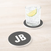 Trendy plain eenvoudige vet monogram initialen zwa zandsteen onderzetter (Zijkant)