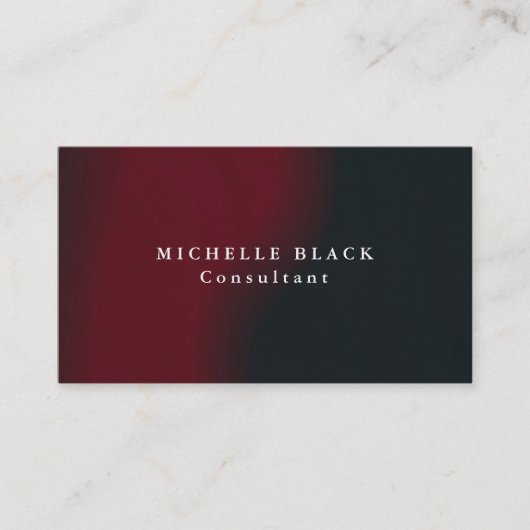Trendy Plain Elegant Rood Zwart Professioneel Visitekaartje (Voorkant)