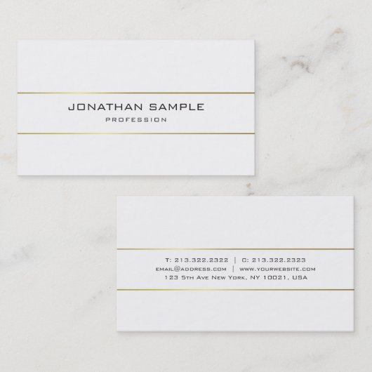Trendy Plain Monogram Design Modern Gold Stripes Visitekaartje (Voorkant / Achterkant)