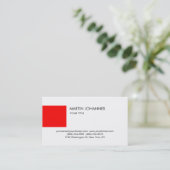 Trendy Plain Professional Red White Visitekaartje (Staand voorkant)