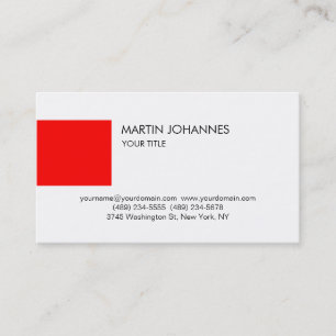 Trendy Plain Professional Red White Visitekaartje
