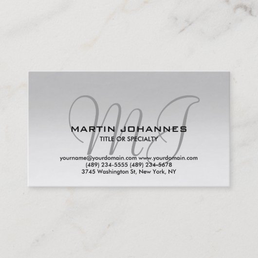 Trendy Plain Simple Monogram Visitekaartje (Voorkant)