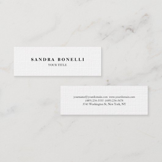 Trendy Plain Slim Professional Minimalist Mini Visitekaartje (Voorkant / Achterkant)