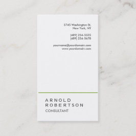 Trendy Plain White Green Consultant Visitekaartje