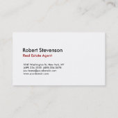 Trendy Plain White Real Estate Agent Visitekaartje (Achterkant)