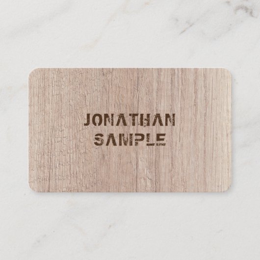 Trendy Plank Board Wood Verstoorde tekst bekijken Visitekaartje (Voorkant)