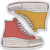 Trendy platform, high-top sneakers schoenen sticker (Voorkant)