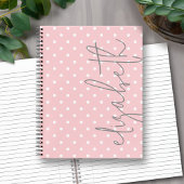 Trendy Polka Dot blush roze script grijs naam Notitieboek