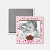 Trendy Polka Dot Cupcake Verjaardagsgunst Magneten (Voorkant / Achterkant)