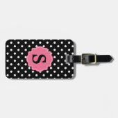 Trendy Polka Dot Pattern Monogram Bagagelabel (Voorkant horizontaal)