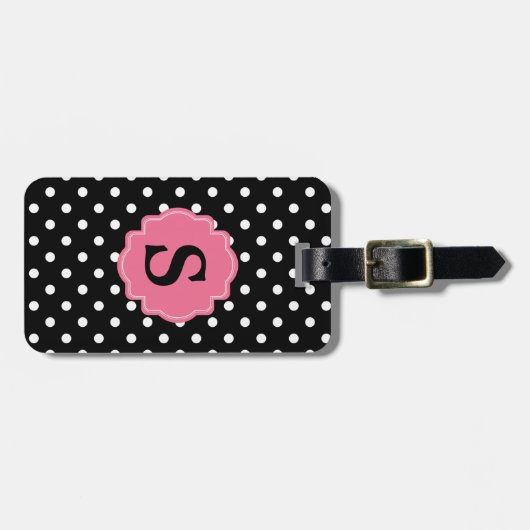 Trendy Polka Dot Pattern Monogram Bagagelabel (Voorkant horizontaal)
