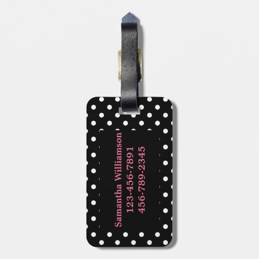 Trendy Polka Dot Pattern Monogram Bagagelabel (Achterkant verticaal)