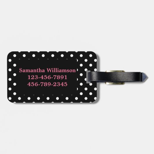 Trendy Polka Dot Pattern Monogram Bagagelabel (Achterkant horizontaal)