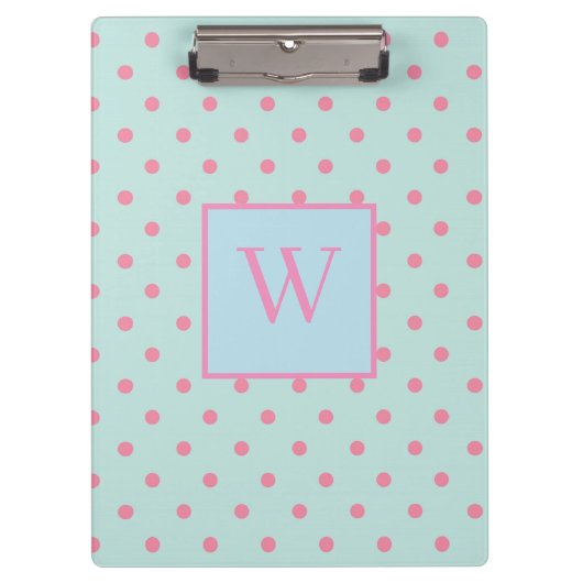 Trendy Polka Dots Monogram Klembord (Voorkant)