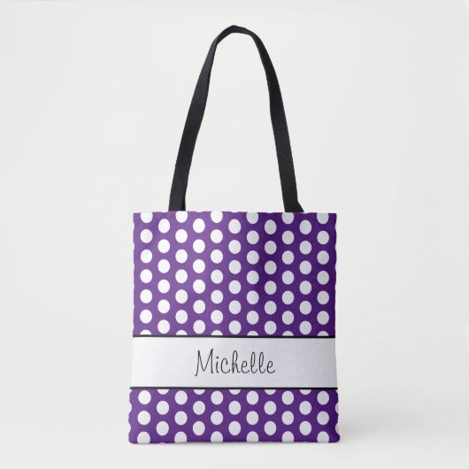 Trendy Polka Dots Pattern Paars White Tote Bag (Voorkant)