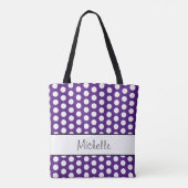 Trendy Polka Dots Pattern Paars White Tote Bag (Achterkant)