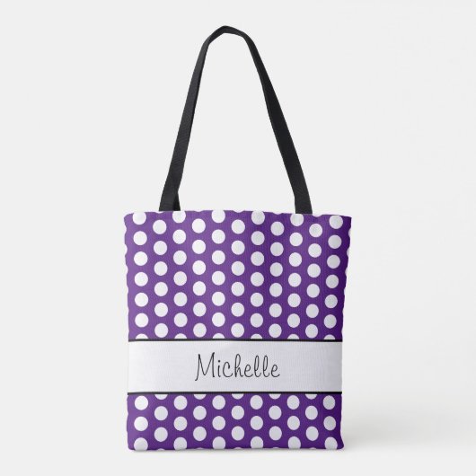 Trendy Polka Dots Pattern Paars White Tote Bag (Achterkant)
